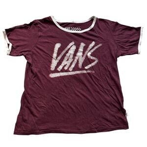 Vans Maroon/White Graphic Short Sleeve Crop Top- S